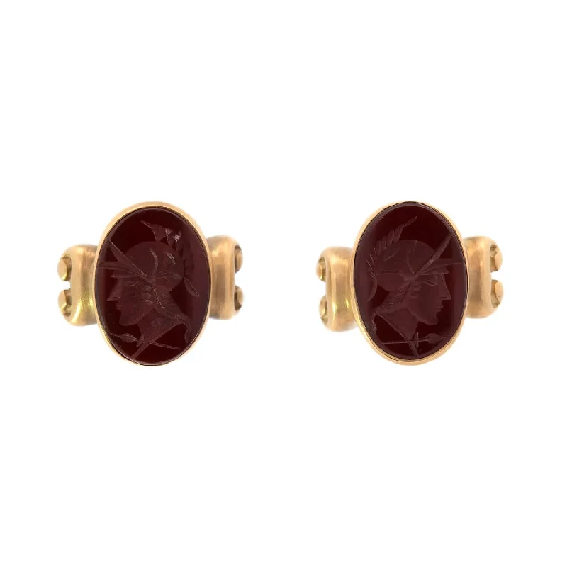 trendy dangle earrings for women-VAHE NALTCHAYAN  Estate 18k Carnelian Intaglio Earrings