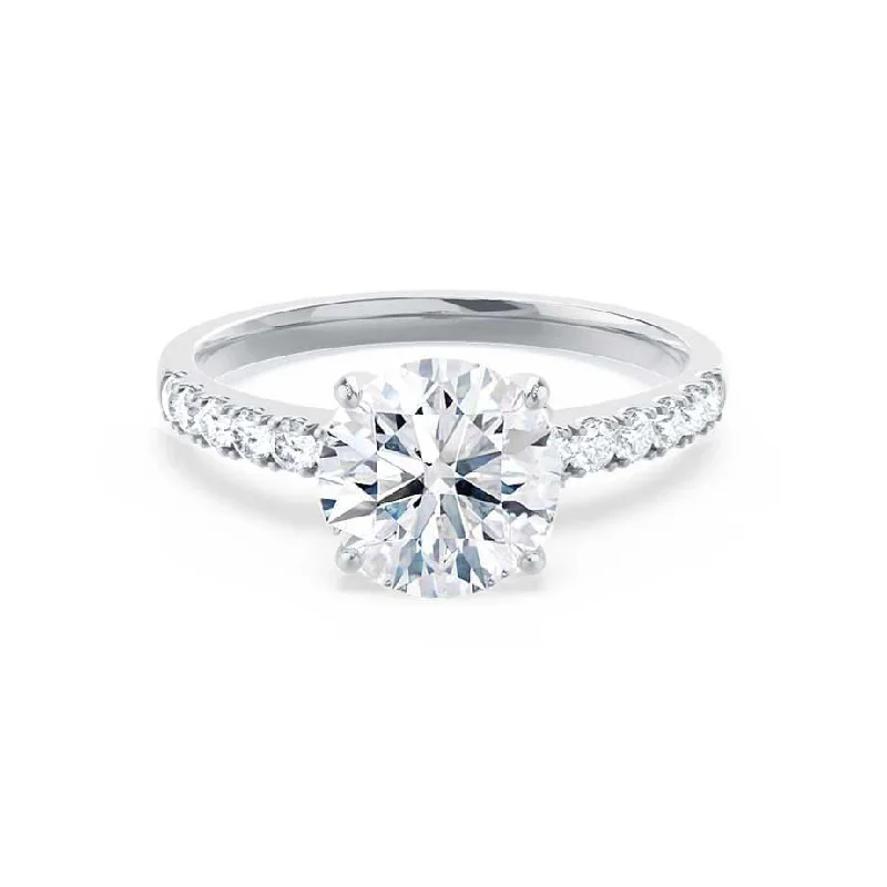 romantic diamond engagement rings for women-GISELLE - Round Diamond Solitaire  18k White Gold Engagement Ring