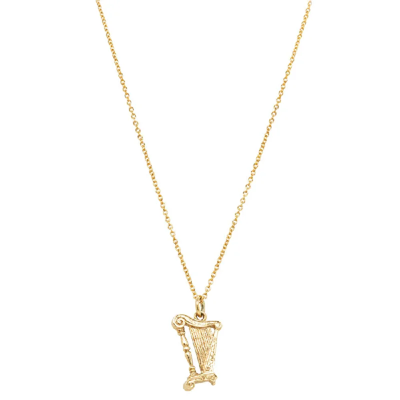 birthday necklaces for women-Deja Vu 9ct Yellow Gold Harp Necklace