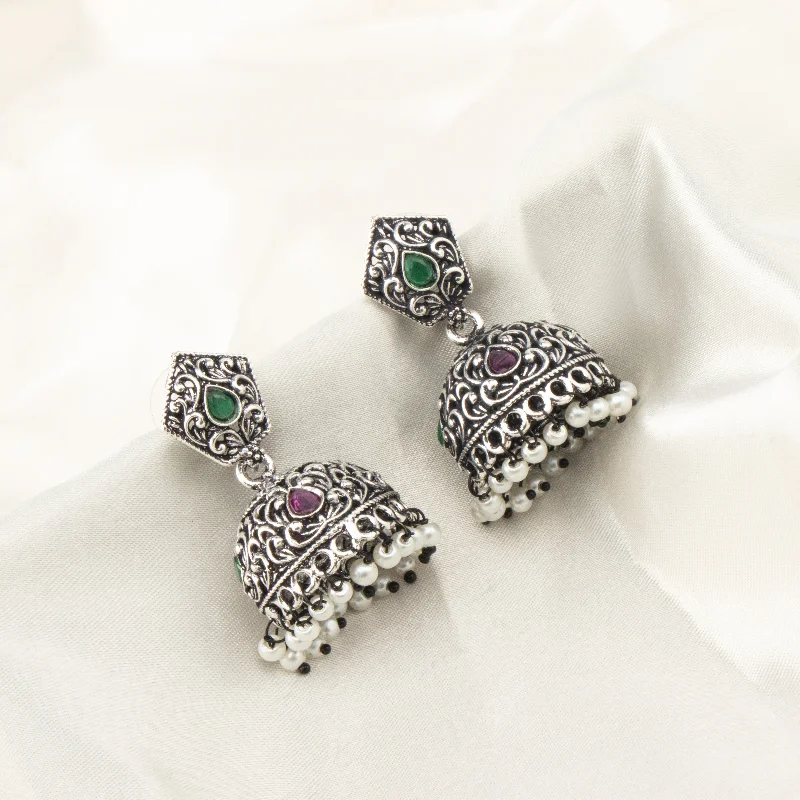 sparkling diamond earrings for women-Nipura Multicolour Neeja Jhumka