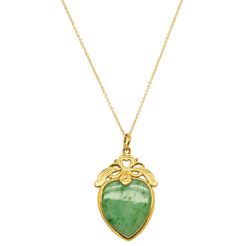 trendy necklaces for women-Deja Vu 23ct Yellow Gold Jade Pendant