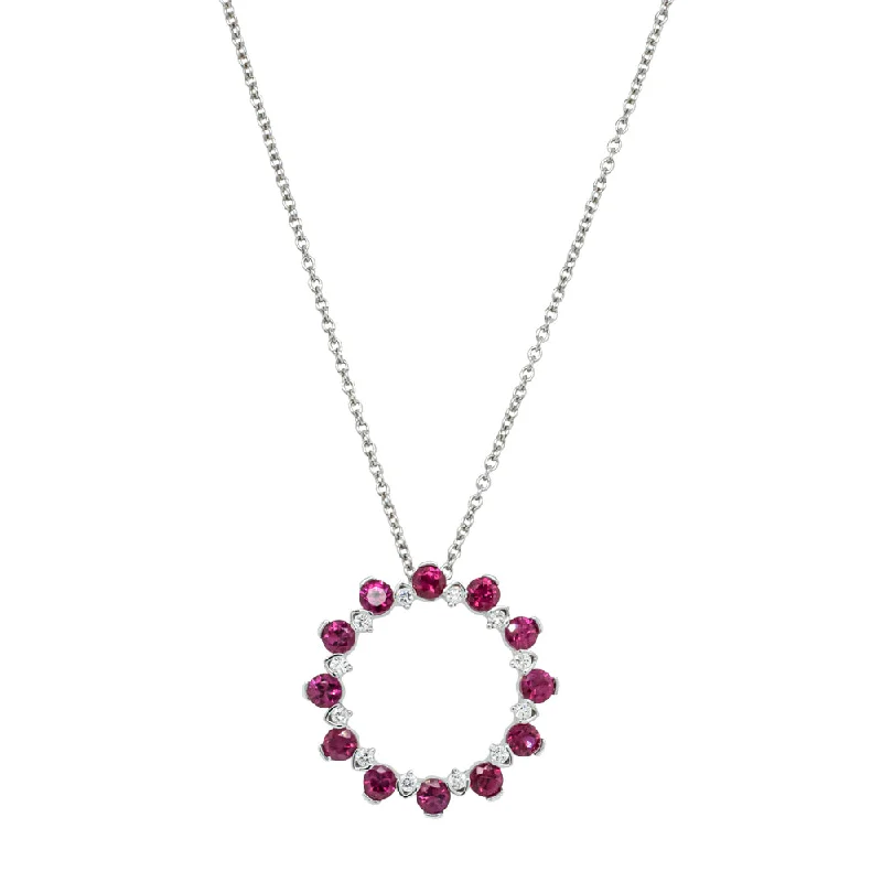 heart pendant necklaces for women-18ct White Gold 1.42ct Ruby & Diamond Pendant