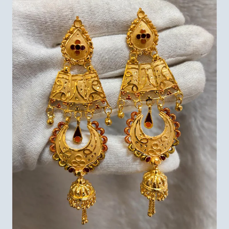 boho earrings for women-Pari Art Jewellery Forming Gold Dangler Earrings