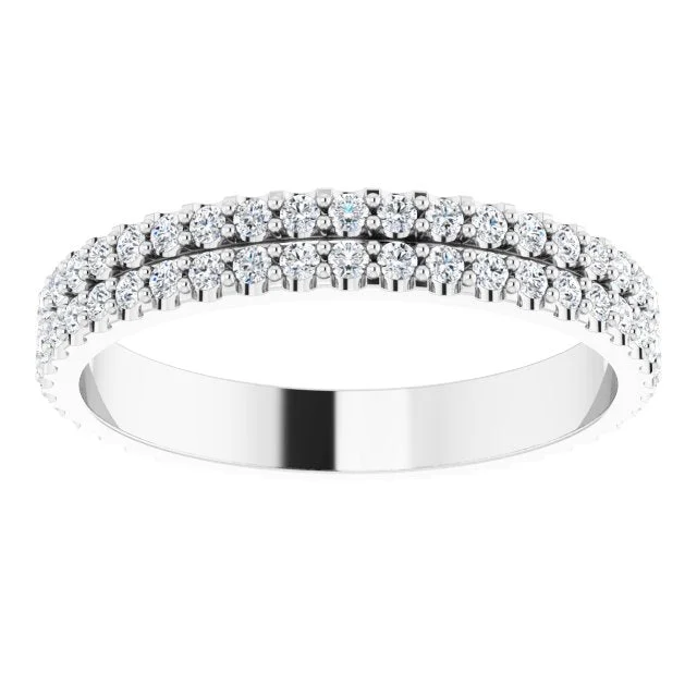 luxurious engagement rings with diamonds for women-0.84 ct. Round Diamond Double Row Eternity Band