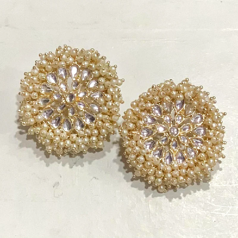 celestial earrings for women-Deep Enterprises Gold Plated Kundan Stud Earrings