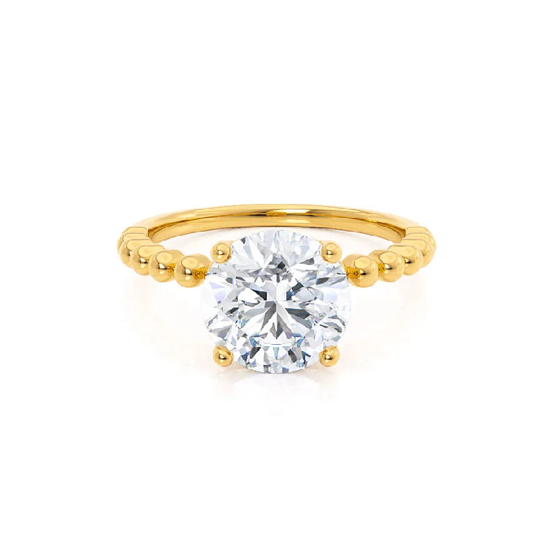 stylish diamond engagement rings for women-JULANE - Bubble & Bead Solitaire Natural Diamond Engagement Ring 18k Yellow Gold