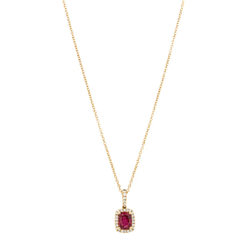 silver-plated necklaces for women-18ct Yellow Gold 1.19ct Ruby & Diamond Mini Sierra Pendant