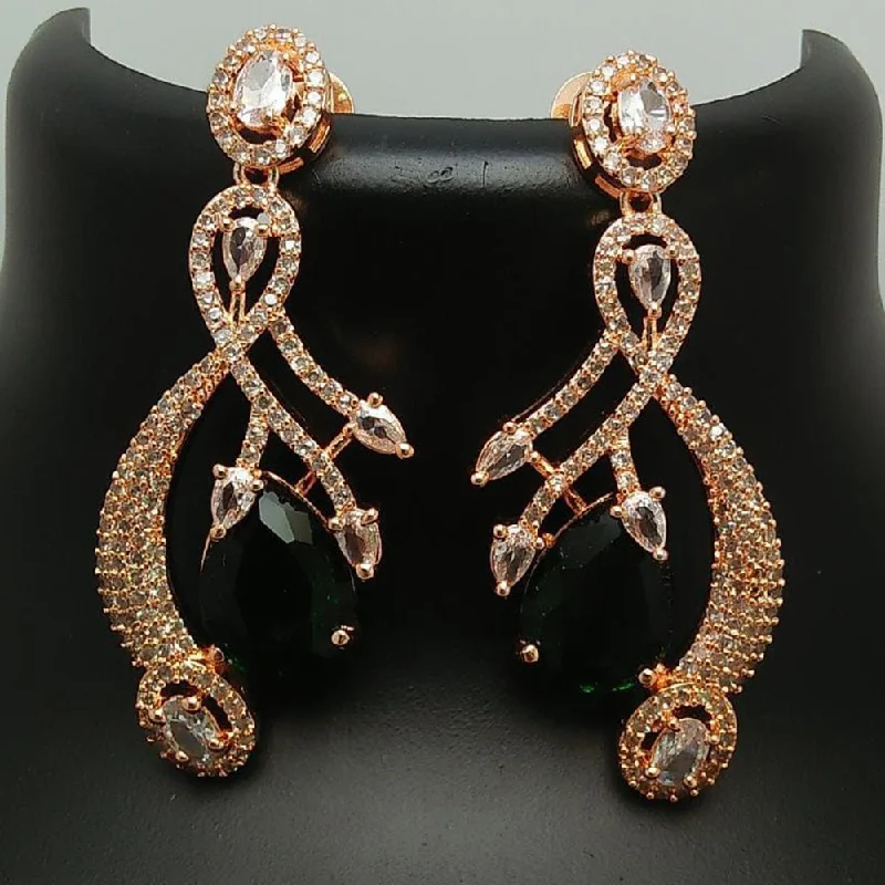 bright gemstone earrings for women-Manisha Jewellery Rose Gold  Plated AD Dangler Earrings