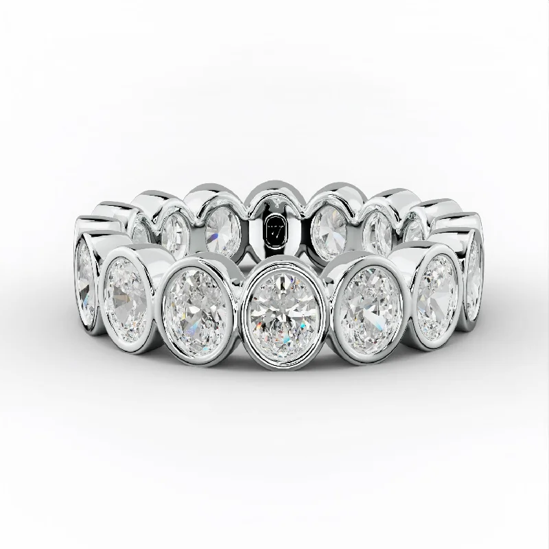 multi-layer rings for women-3.0 Carat Bezel Set Oval Diamond Eternity Band