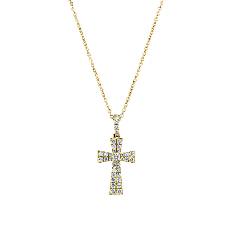 trendy pendant necklaces for women-18ct Yellow Gold .50ct Diamond Cross Pendant