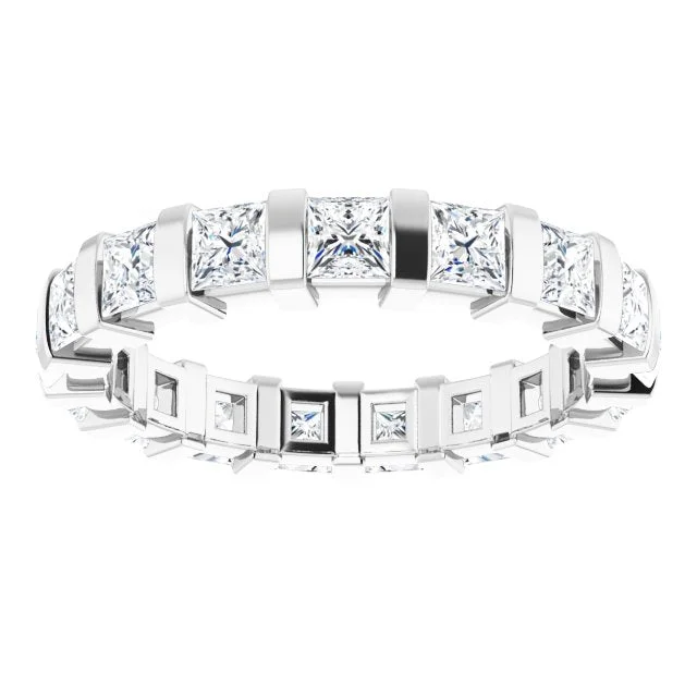 fancy rings for women-2.88 ct. Bar Set Princess Diamond Eternity Band