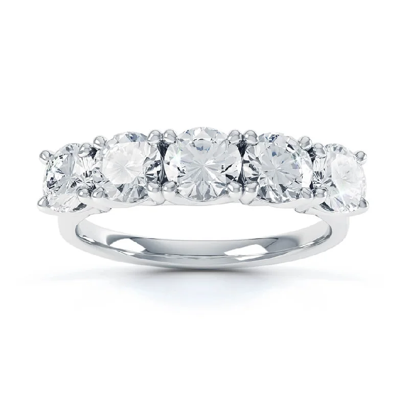 hand-crafted engagement rings for women-AMABEL - Round Moissanite 950 Platinum Five Stone Ring