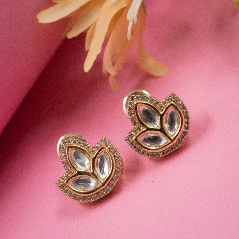 simple gold stud earrings for women-Nipura Zirconia Lucky Fleur Earrings