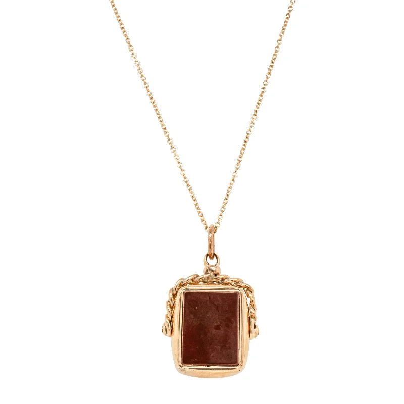 sparkling necklaces for women-Vintage 9ct Rose Gold Carnelian Spinner Pendant