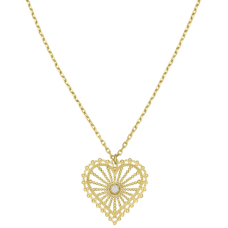 minimalist gold necklaces for women-Zoe & Morgan Amor Necklace - Gold Plated & White Zircon