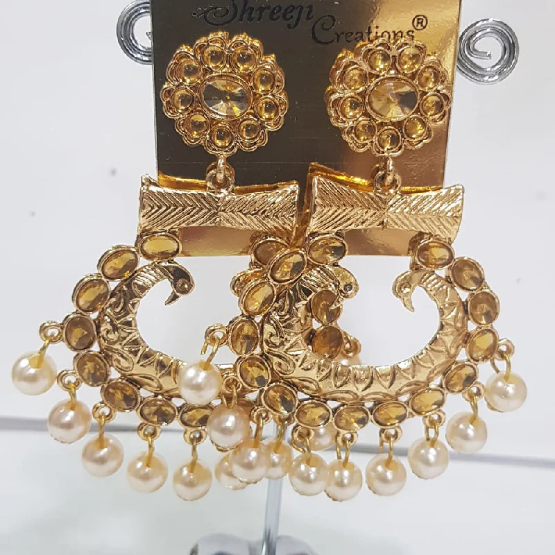 heart-shaped earrings for women-Shreeji Gold Plated Dangler Earrings