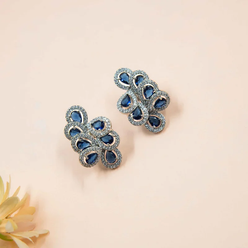 diamond dangle earrings for women-Nipura Blue Pekham Diva Statement Earrings