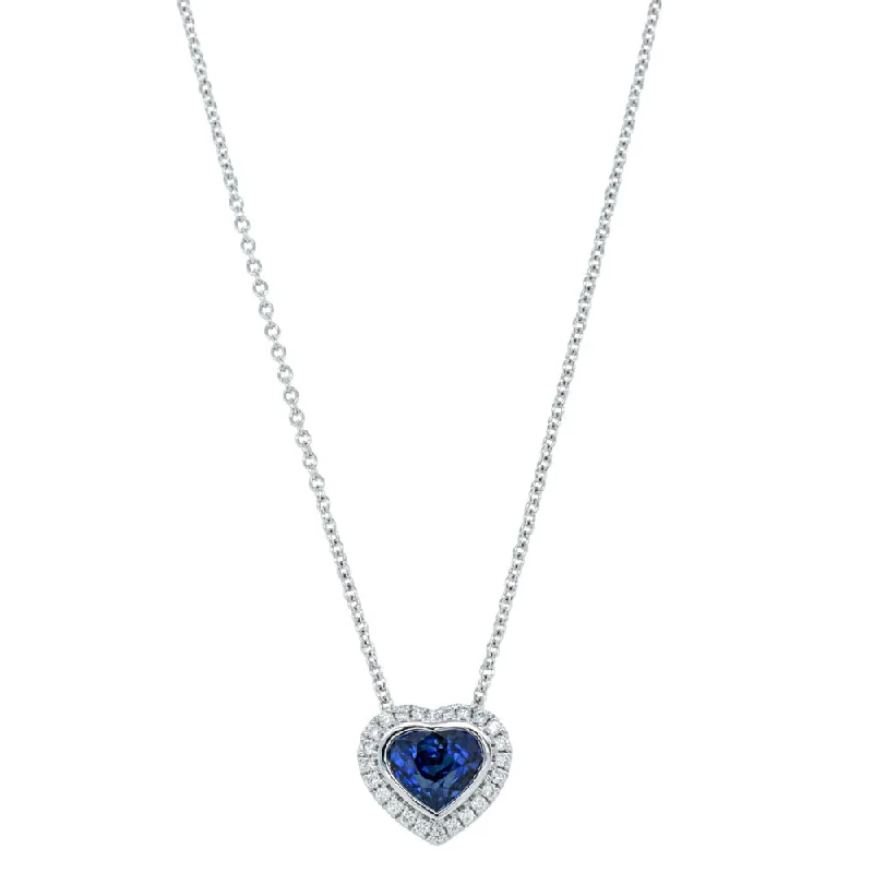 statement pendant necklaces for women-18ct White Gold 1.40ct Sapphire & Diamond Isla Pendant