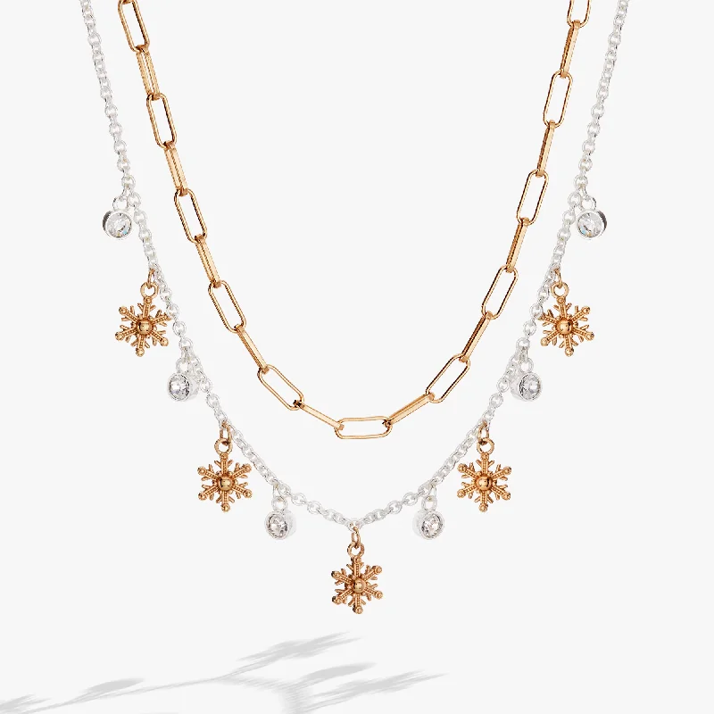 boho necklaces for women-Snowflake Charm Necklace