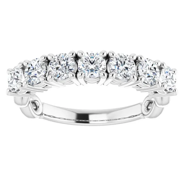 eternity rings with diamonds for women-1.00 ct. Round Cut Diamond Wedding Band 7 Stone Anniversary Ring