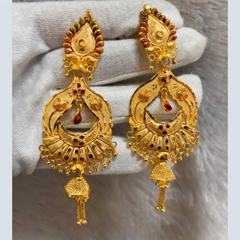 classic earrings for women-Pari Art Jewellery Forming Gold Dangler Earrings