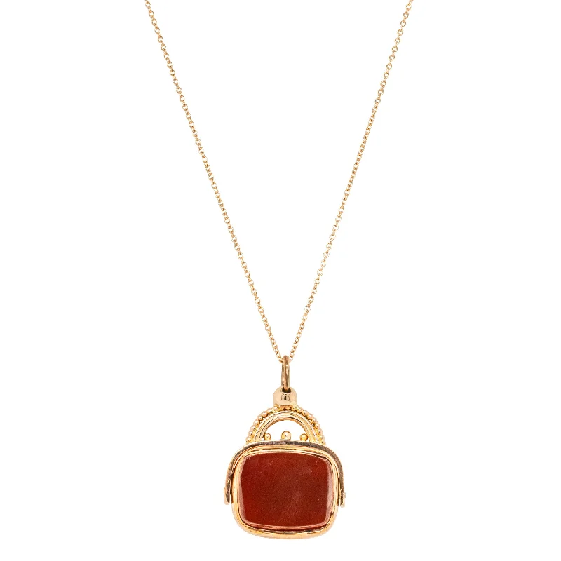 romantic pendant necklaces for women-Vintage 9ct Rose Gold Carnelian Spinner Pendant