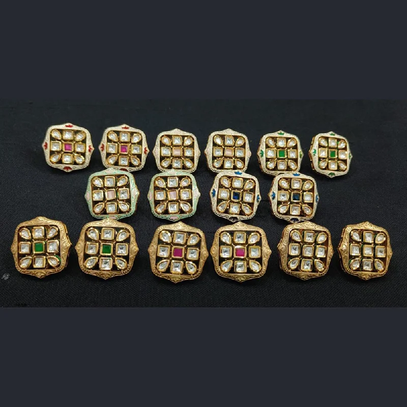 high-quality stud earrings for women-JewelTreeTz Gold Plated Uncut Polki Kundan Stud Earrings( 1 Piece Only)