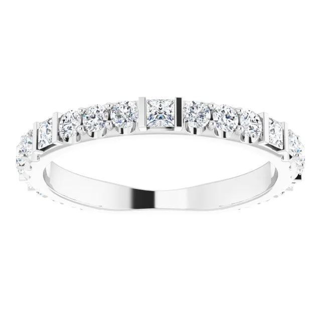 diamond-studded rings for women-0.84 ct.  Princess & Round Cut Diamond Wedding Band