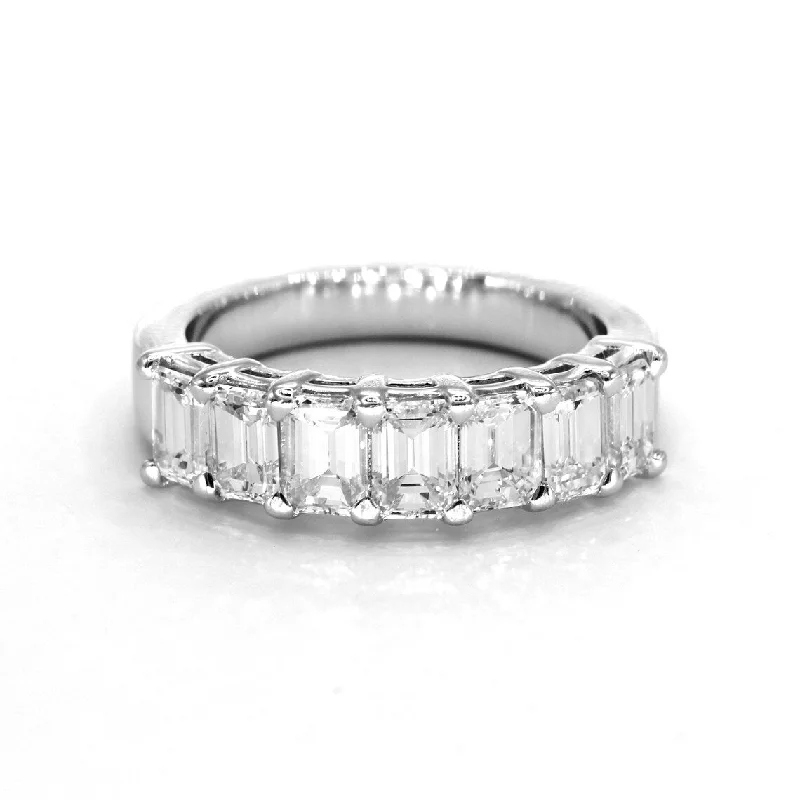 statement rings for women-2.17 ct. Emerald Cut Diamond Wedding Band, 7 Stone Ring Anniversary Ring