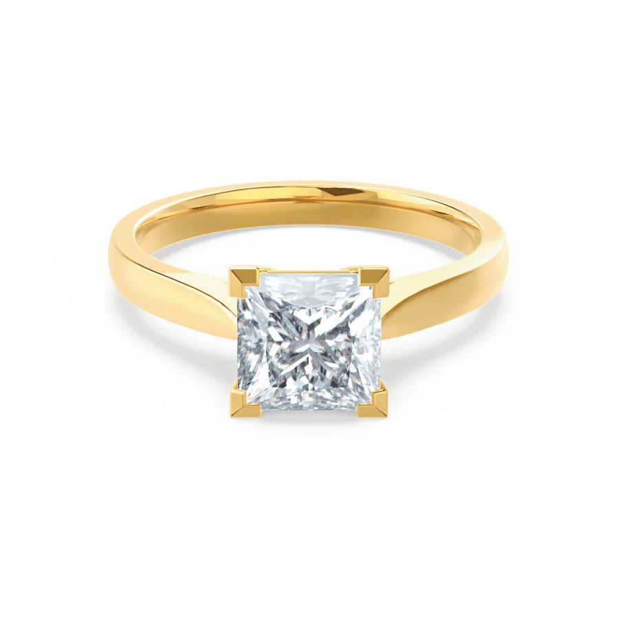 stackable engagement rings for women-ROSALEE - Princess Lab Diamond 18k Yellow Gold Solitaire