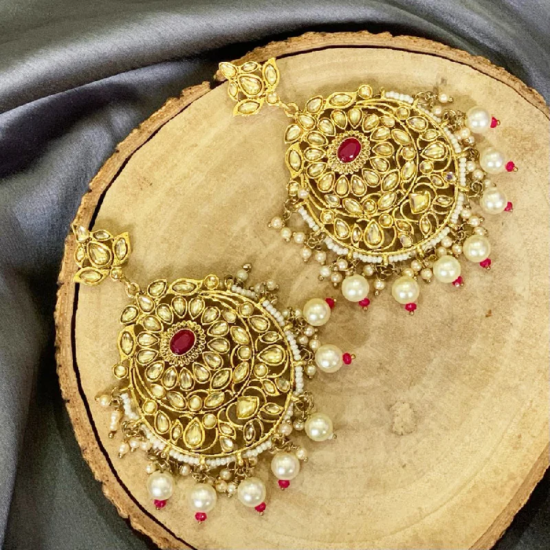 vintage gold earrings for women-Deep Enterprises Gold Plated Kundan Dangler Earrings (Assorted Colors)