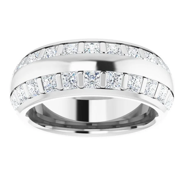 affordable rings for women-3.84 ct. Princess Diamond  Double Row Eternity Band