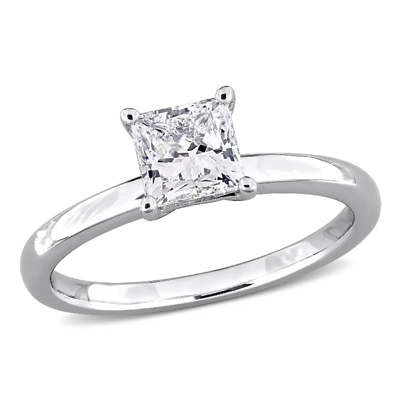 romantic engagement rings with diamonds for women-Created Forever 1ct Princess-Cut Lab-Grown Diamond Solitaire Engagement Ring in 10k White Gold