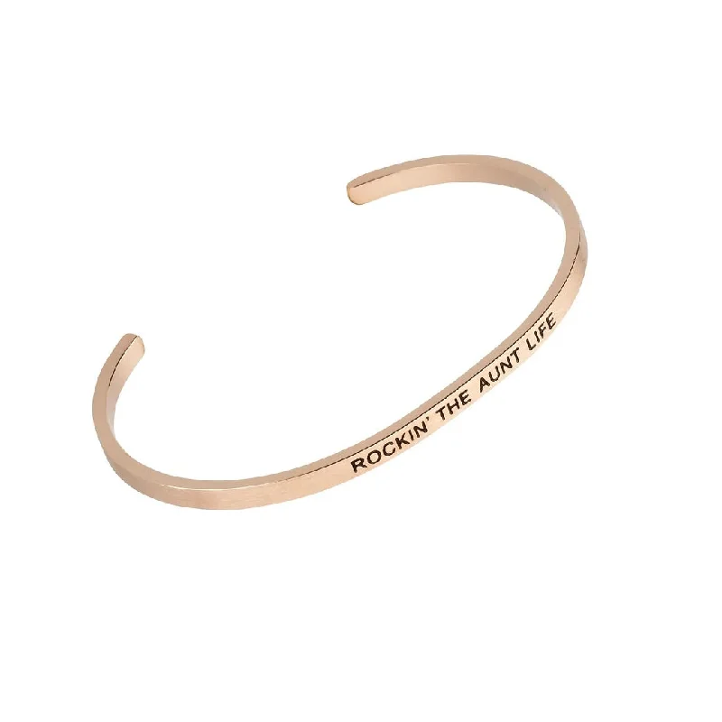 stackable gold bangles for women-Rockin' The Aunt Life Rose Gold Embracelet