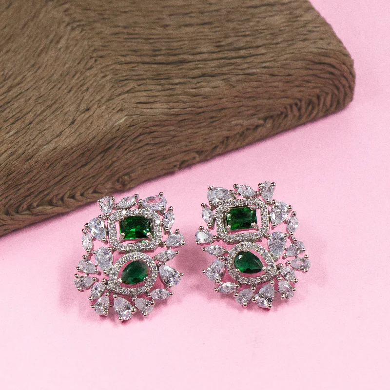 dainty earrings for women-Nipura Spring Regina Zircon Stud Earrings