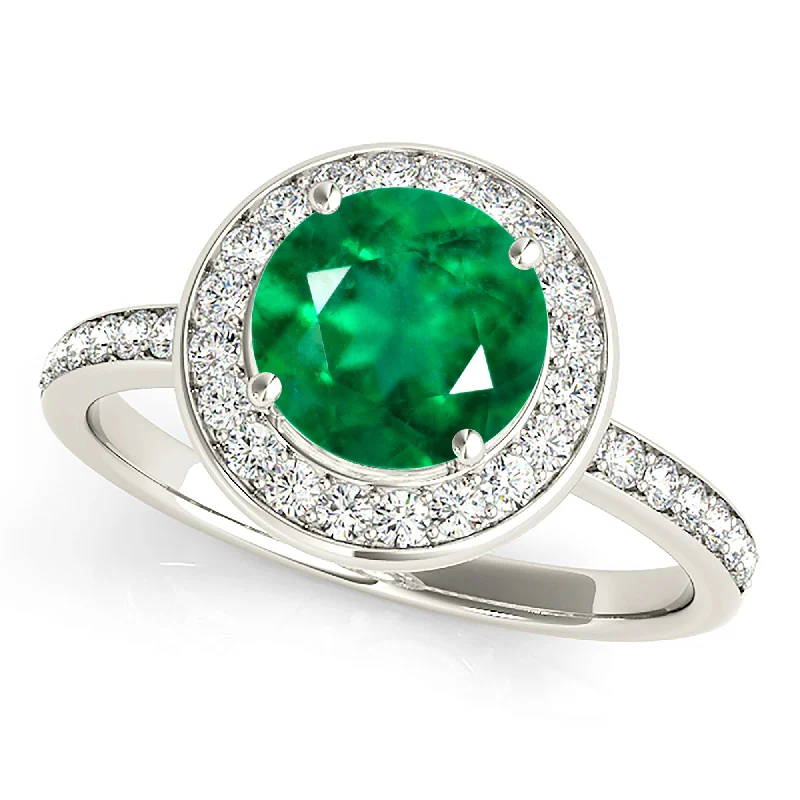 diamond-studded rings for women-1.70 ct. Genuine Emerald Ring With Halo, Invisible Gallery