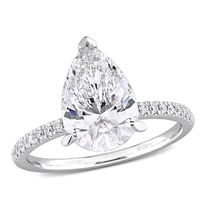 affordable luxury engagement rings for women-Created Forever 3 1/6ct TW Pear-Shape Lab-Grown Diamond Solitaire Engagement Ring in 14k White Gold