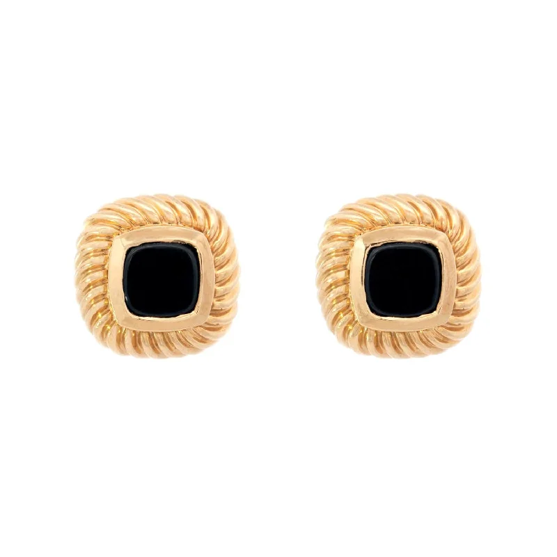 celestial earrings for women-DAVID YURMAN Estate 18k Onyx Stud Earrings