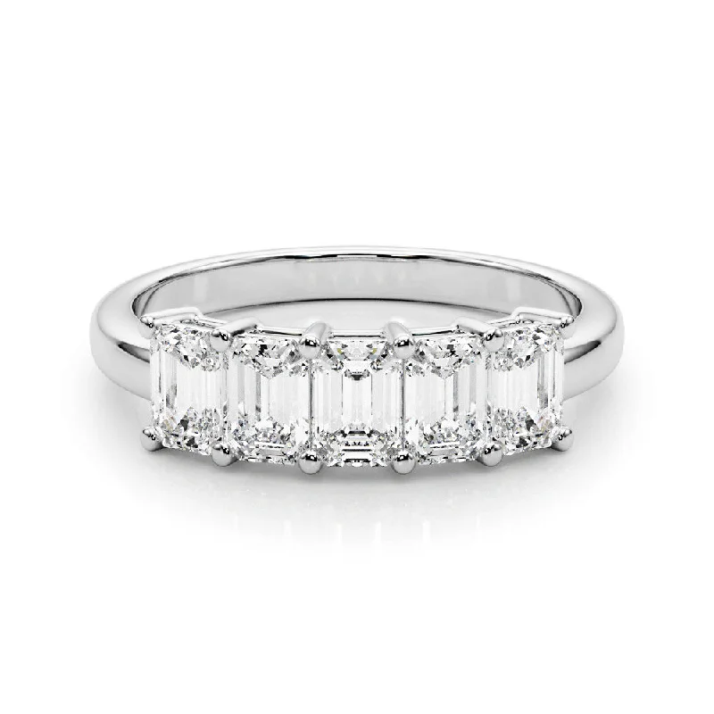 luxurious wedding rings for women-Five Stone 2.0 ct. Emerald Diamond Wedding Ring