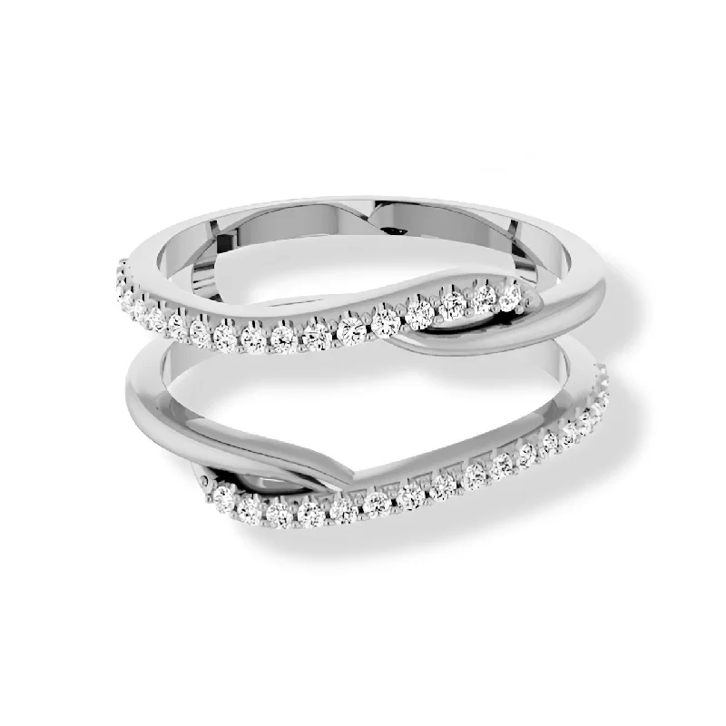 trendy rings for women-Ocean Hug Diamond Band Guard