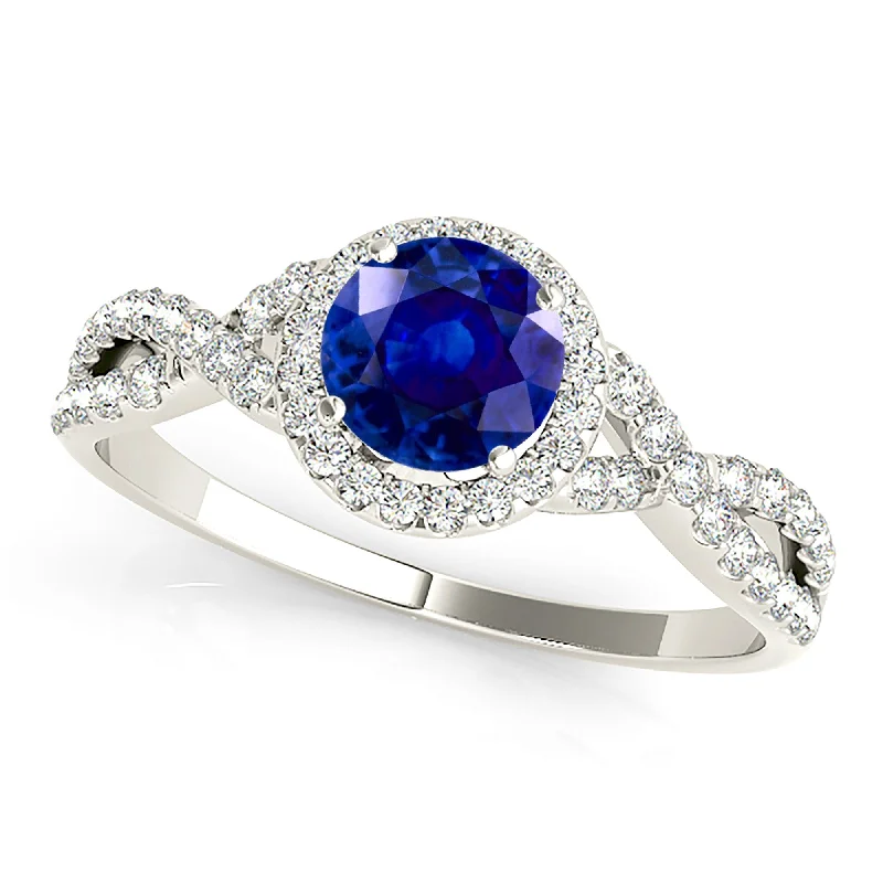 platinum rings for women-1.35 ct. Genuine Blue Sapphire Ring Halo Style