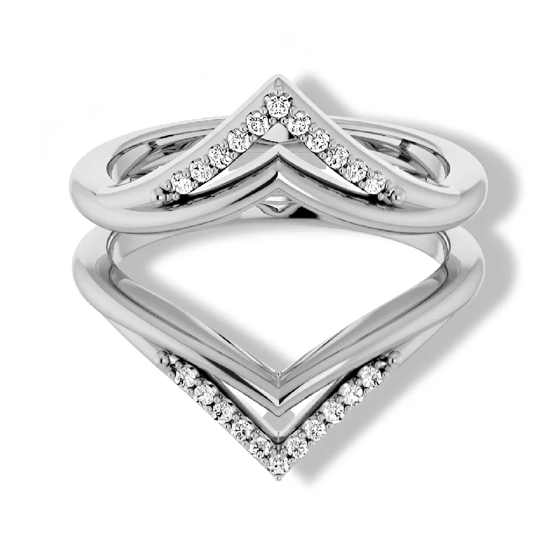 vintage rings for women-Round Diamond Double Row Ring Guard