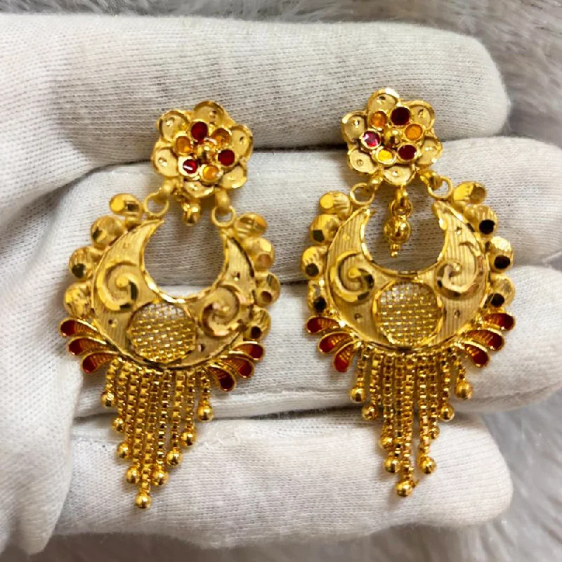 chunky earrings for women-Pari Art Jewellery Forming Gold Dangler Earrings