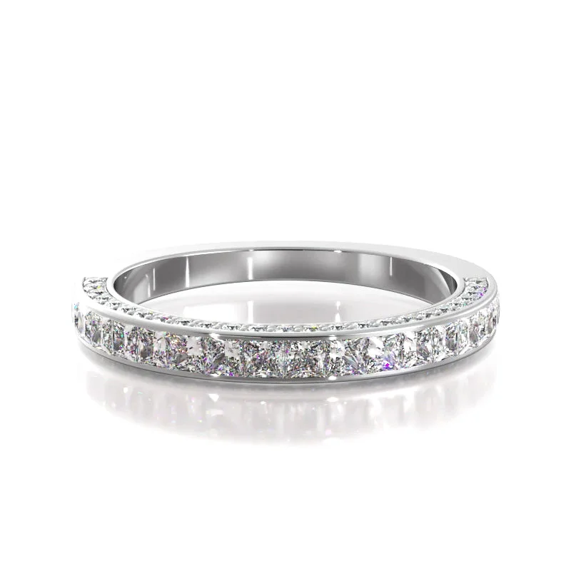 bold rings for women-2.02 ct Princess And Round Diamond Wedding Band