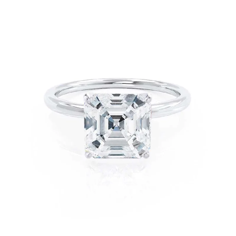 unique engagement rings for women-LULU - Asscher Diamond Petite Solitaire Platinum 950 Engagement Ring