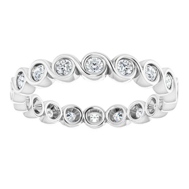 oversized rings for women-0.54 ct. Bezel Set Round Diamond Infinity Design Eternity Band