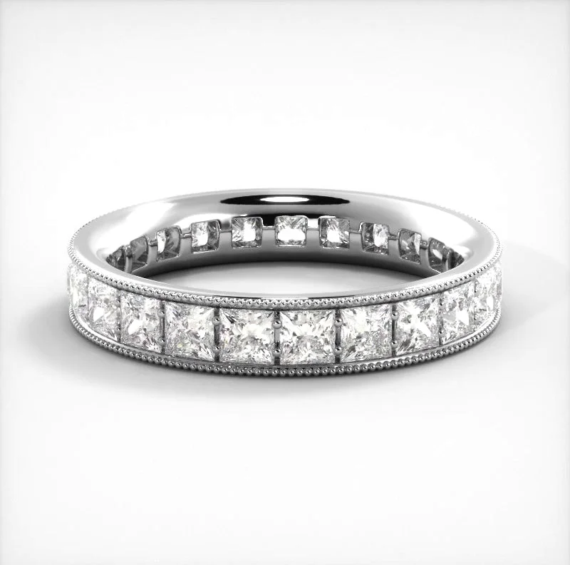 personalized rings for women-2.09 ct. Princess Diamond Eternity Wedding Band