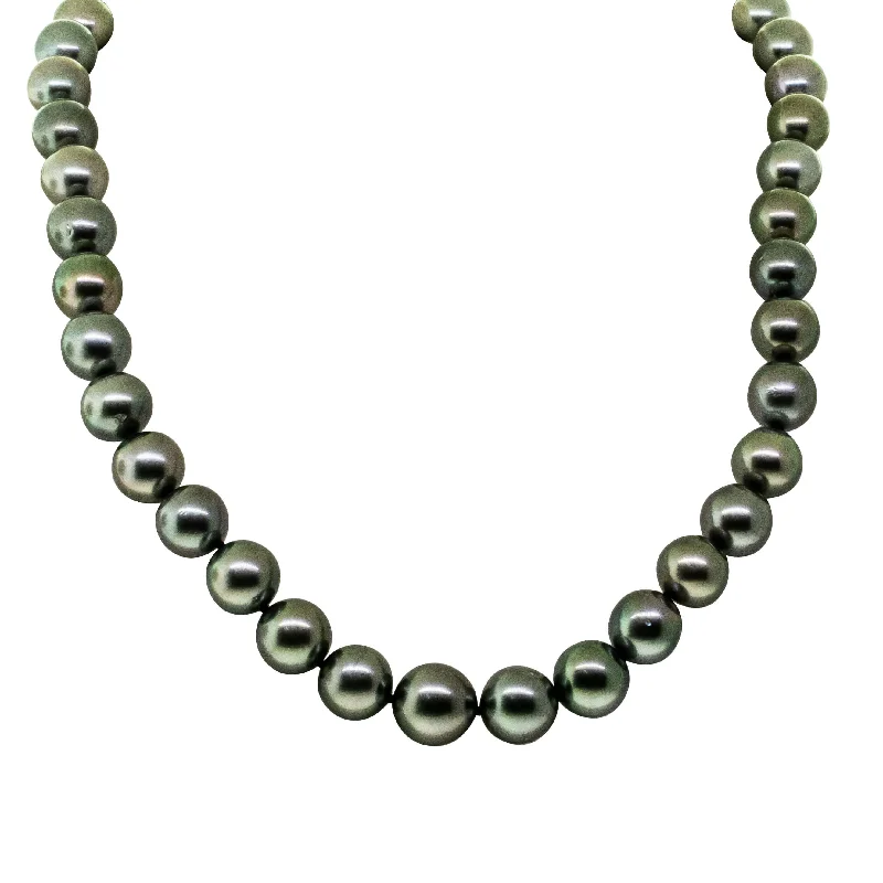 layered chain necklaces for women-9ct Yellow Gold Tahitian Black Pearl Strand