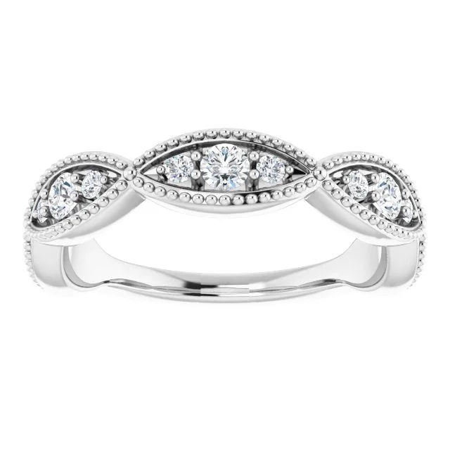 luxurious engagement rings with diamonds for women-0.50 ct. Round Cut Diamond Wedding Band Milgrain Accent Ring