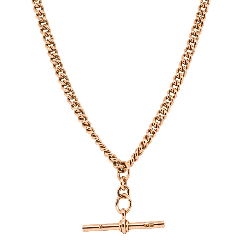 unique necklaces for women-Vintage 9ct Rose Gold Curb Link Fob Chain